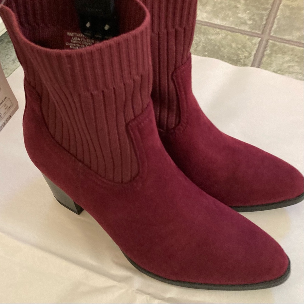 NWT Burgundy Microsuede Boots - Picture 5 of 14